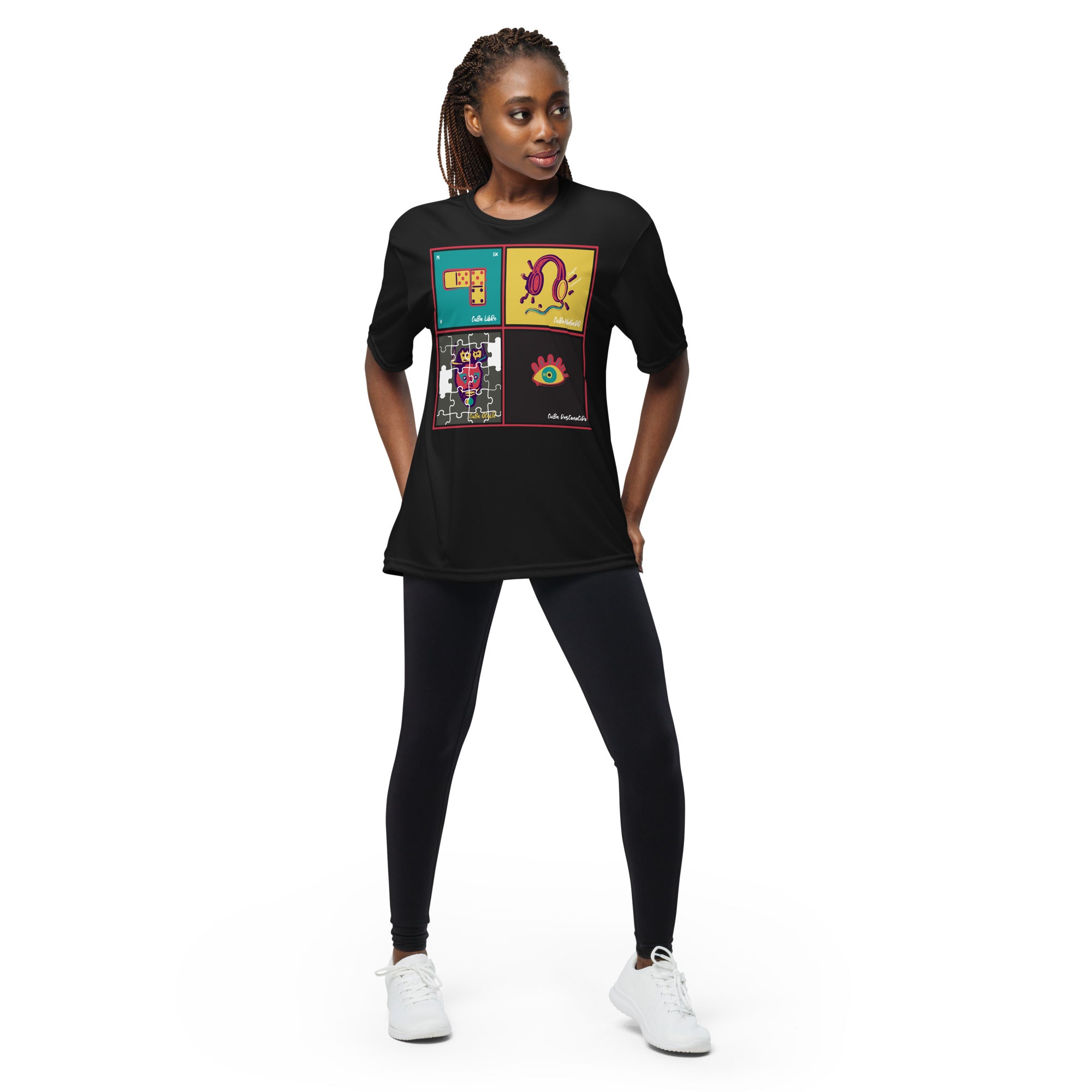 Unisex performance crew neck t-shirt, Cuba in Johari