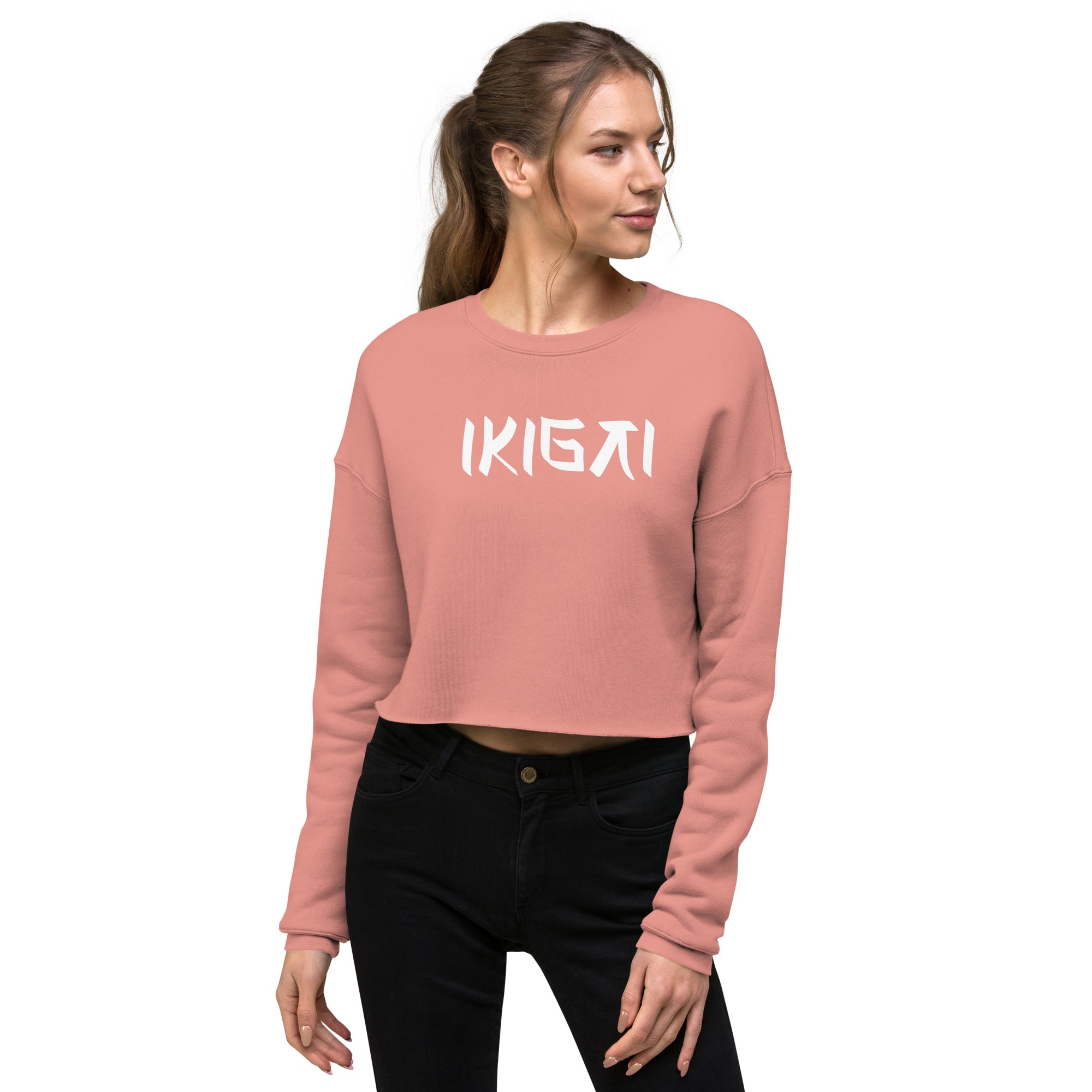 Women’s Crop Sweatshirt - Ikigai Digital Print by Los Gusanos | Stylish Crop Top